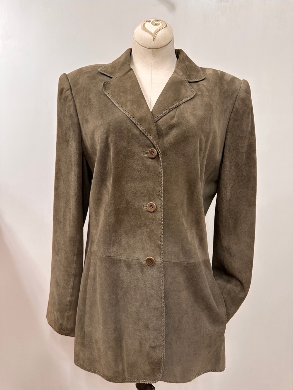 VTG Carlisle Suede Button Up Jacket Womens Sz 10 Buttery Soft Edge Stitching